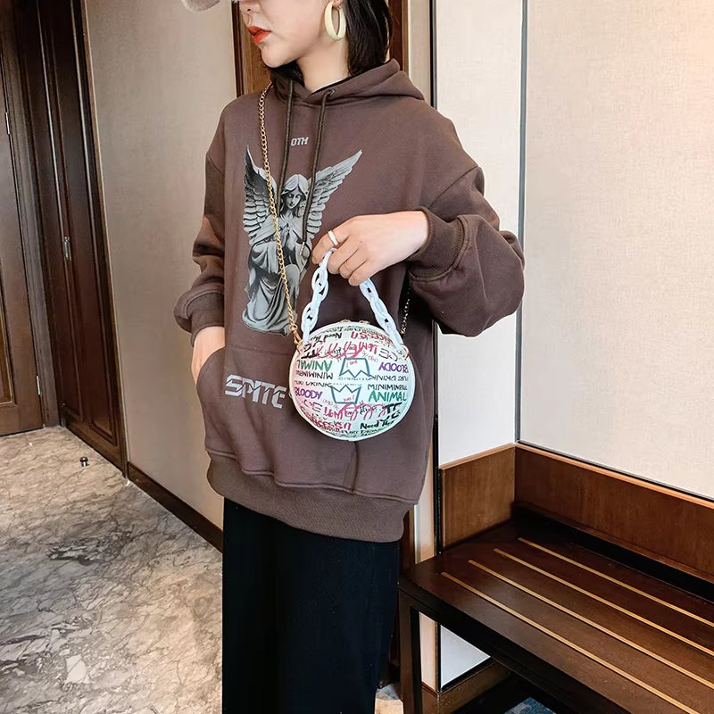 Brand Graffiti Basketball Bags for Women Newshoulder Bag Fashion Chain Purses and Handbags Designer Crossbody Bag Luxury Satchel